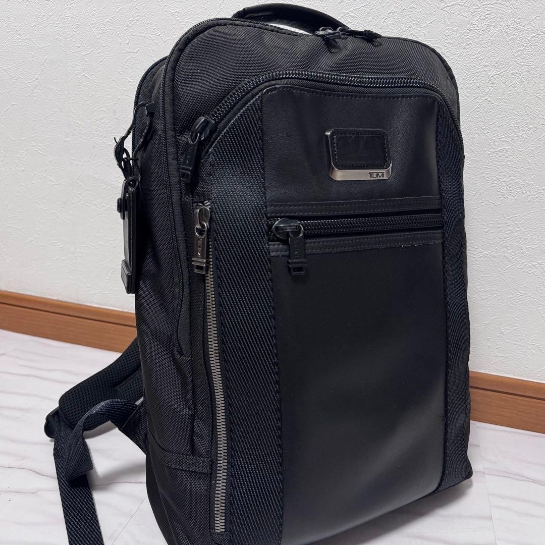 TUMI 232682D Alpha Bravo Davis Backpack Black Ballistic Nylon Leather Laptop