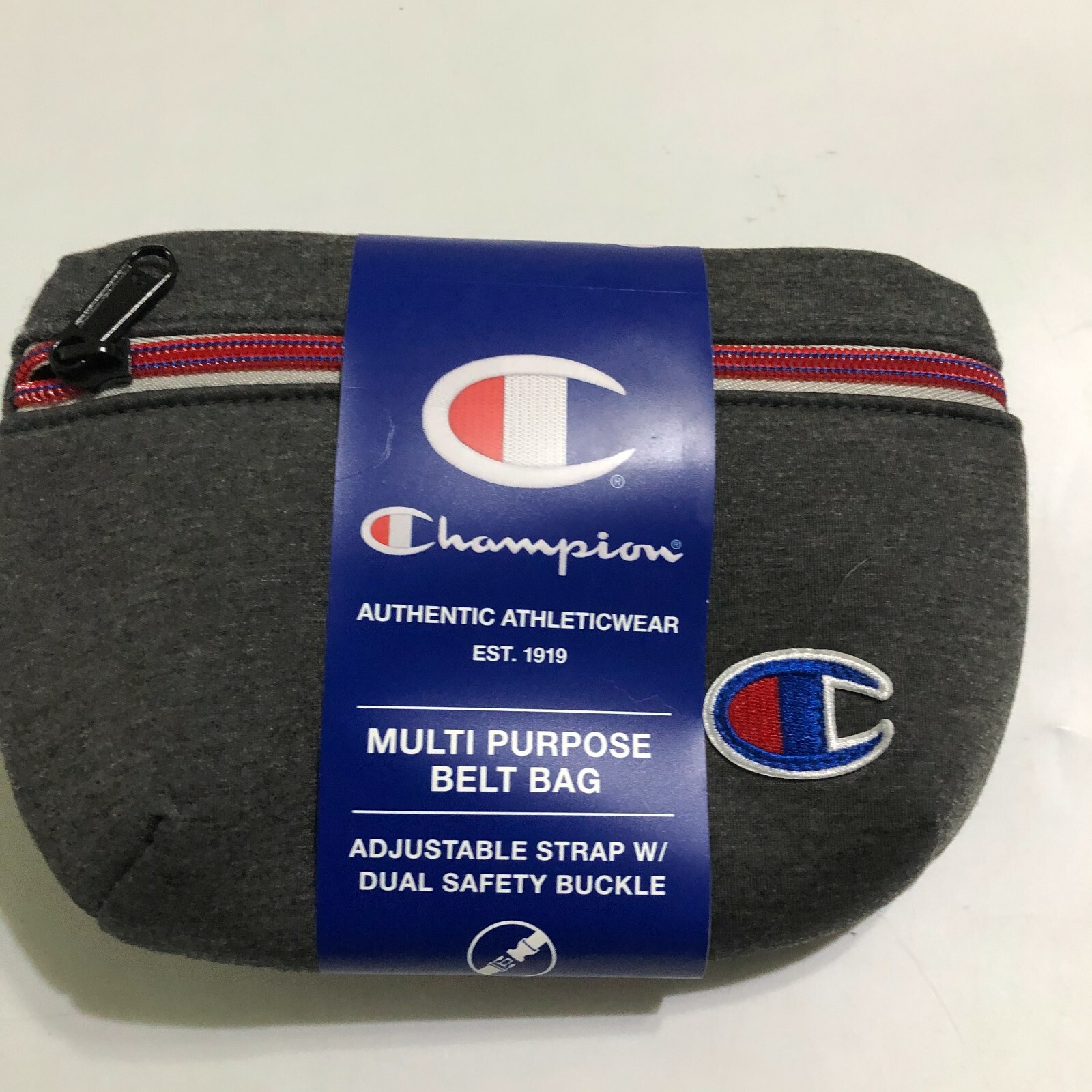 Champion Authentic Athletic Multi Purpose Belt Bag Strap Safety Buckle Gray
