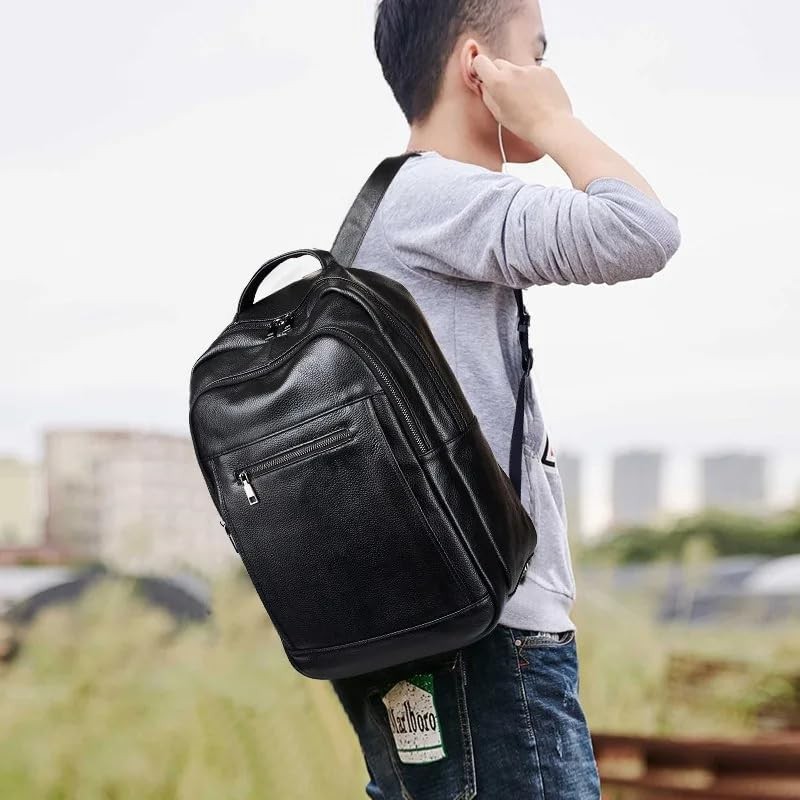 Men’s Genuine Leather Backpack 156 Inch 396cm Laptop Rucksack Shoulder Bag…