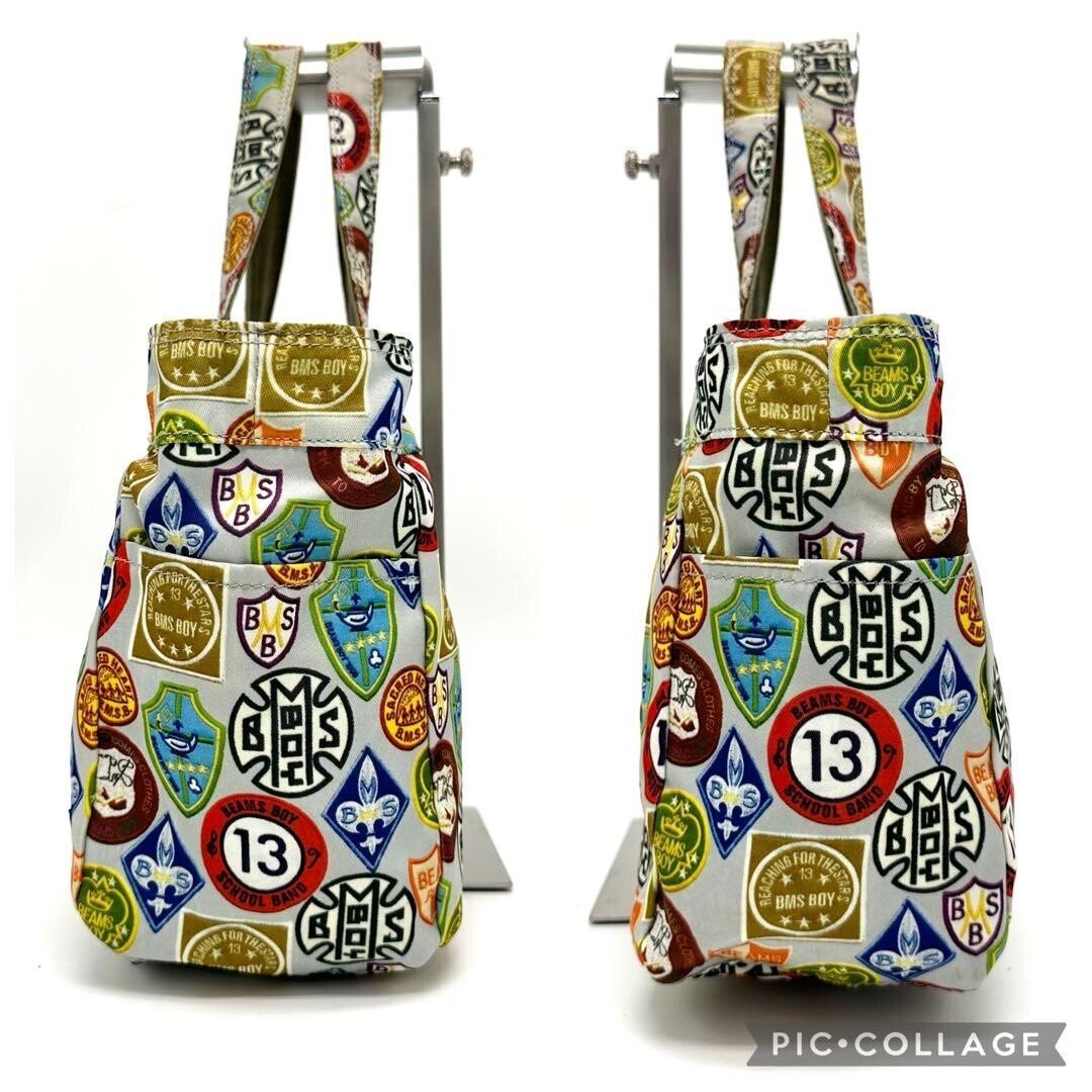 PORTER x BEAMS BOY Reversible Tote Bag Canvas Nylon Khaki Wappen Patchwork Zip