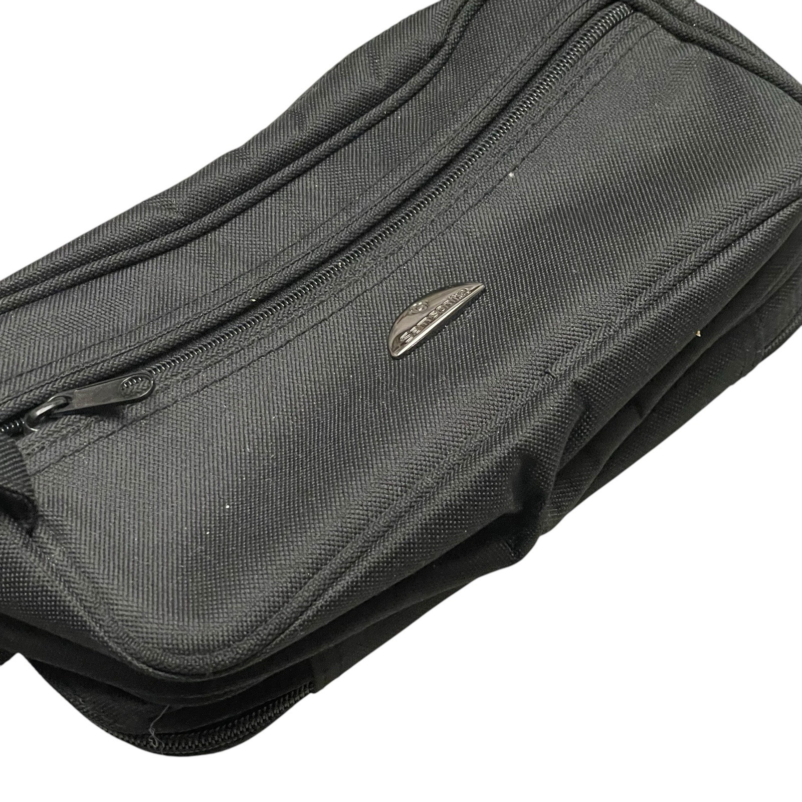 Samsonite Black Canvas Shaving Kit Dopp Toiletry Bag 2 Compartments + Pocket