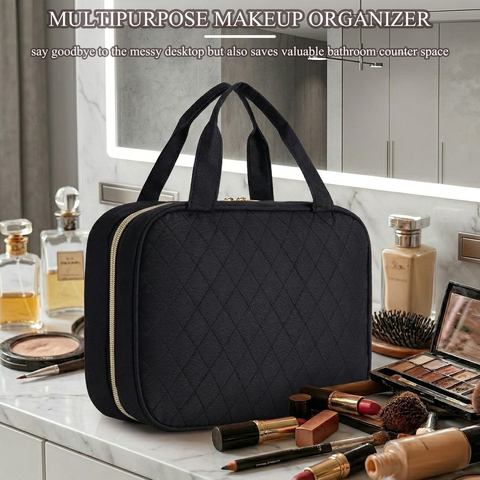 MODENGKONGJIAN Travel Toiletry Bag – Hanging 11.02 x 8.07 x 3.74 inch, Black