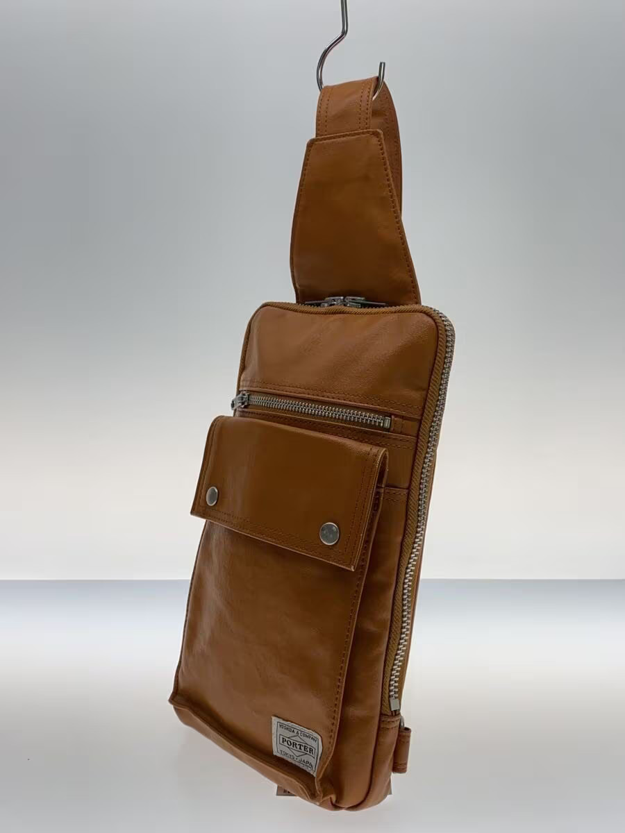 PORTER FREE STYLE SLING SHOULDER BAG Shoulder Bag Leather Camel Solid