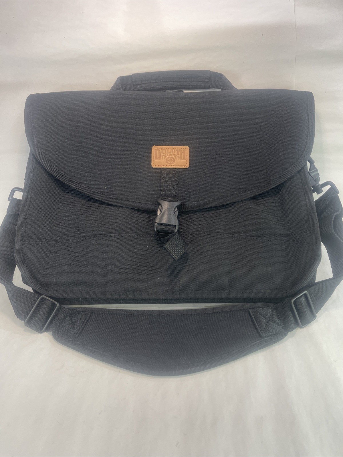 Duluth Trading Co Heavy Duty Black Canvas Messenger / Computer Bag