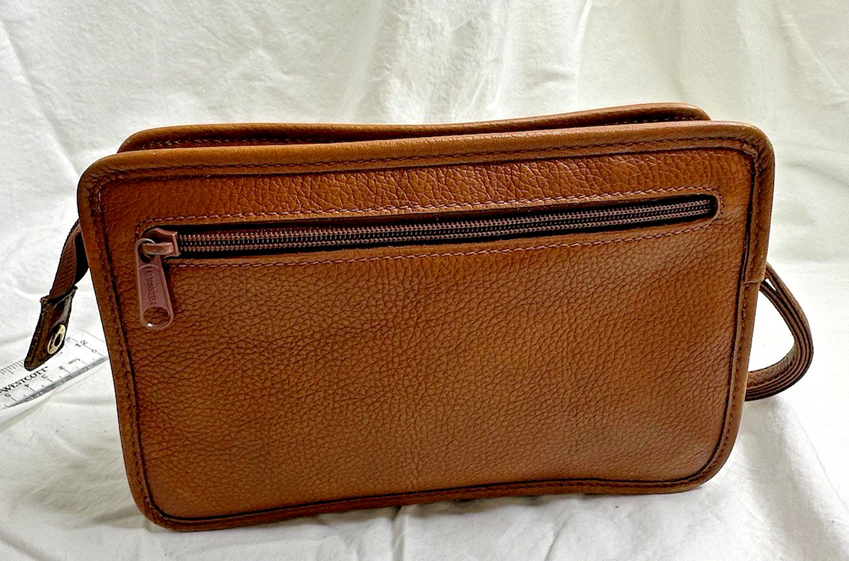 Le Tanneur Leather Brown Plain Men’s Bag Wrist Strap France 1898 Used
