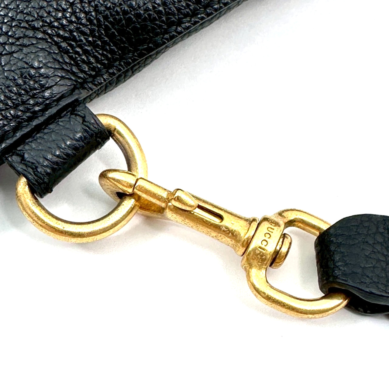 Gucci Logo Print Clutch Bag Second Bag Sherry Line Leather Black Authentic
