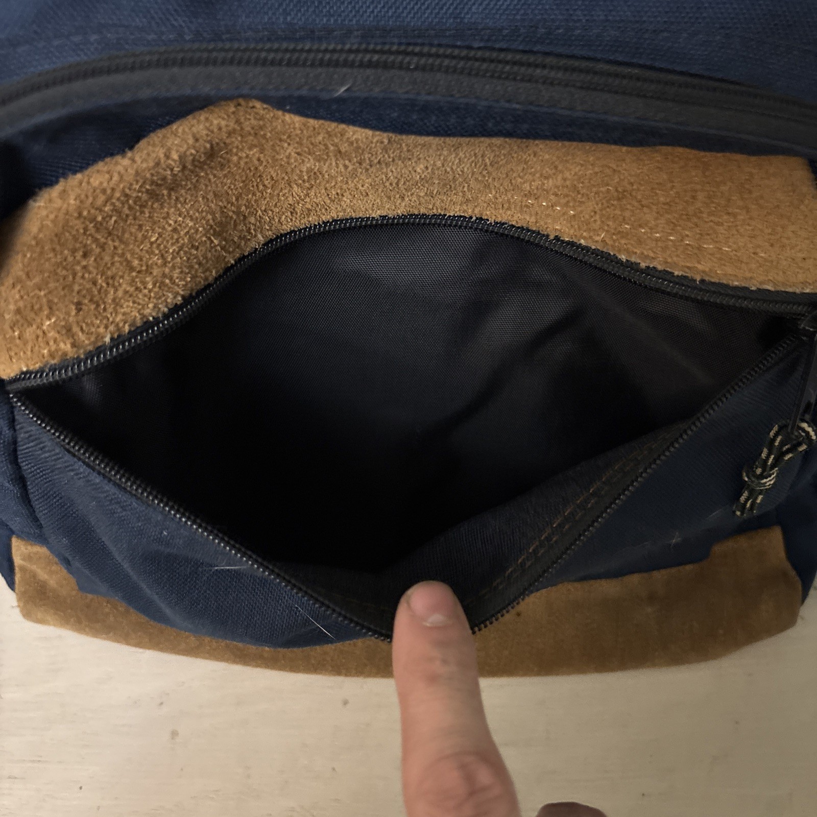 Vintage Outdoor Products Blue Leather Backpack Made in USA Hiking Day Pack