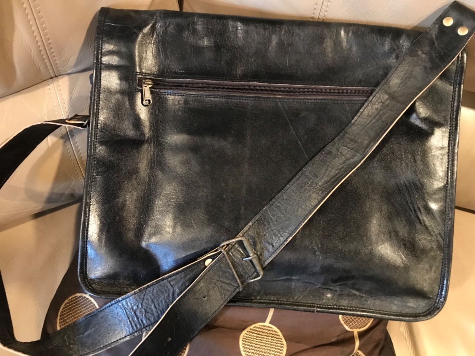 18″X13″ Buffalo Leather Black Large Men’s Briefcase Messenger Satchel Laptop Bag