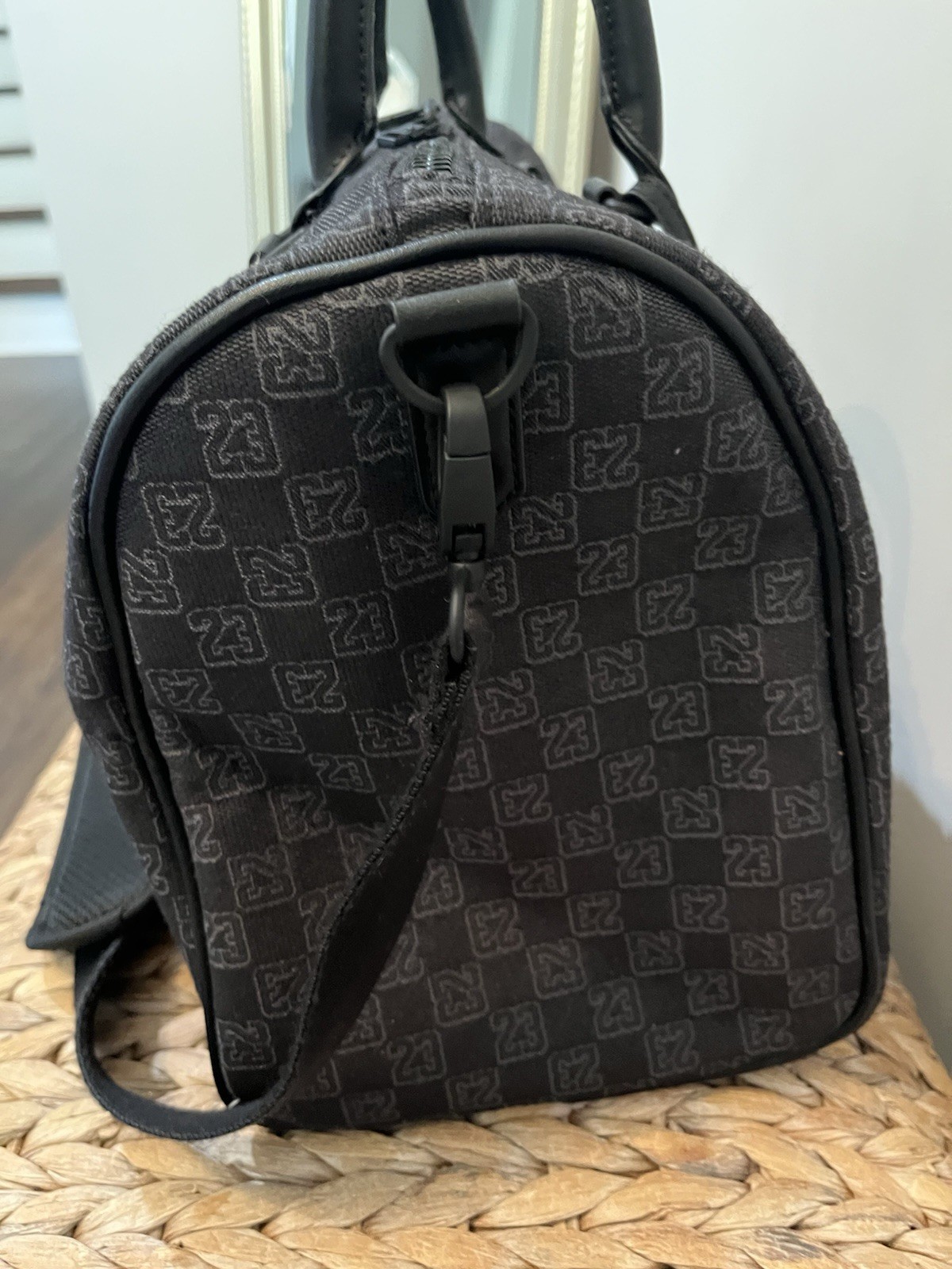 Nike Air Jordan Monogram Duffle Bag 25L Black Jacquard Travel Weekender Gym