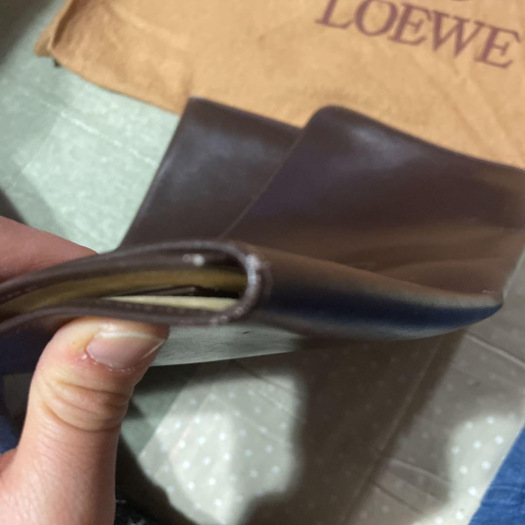 LOEWE Vintage Brown Men’s Document Case Embossed Anagram Logo 34x24cm Auth