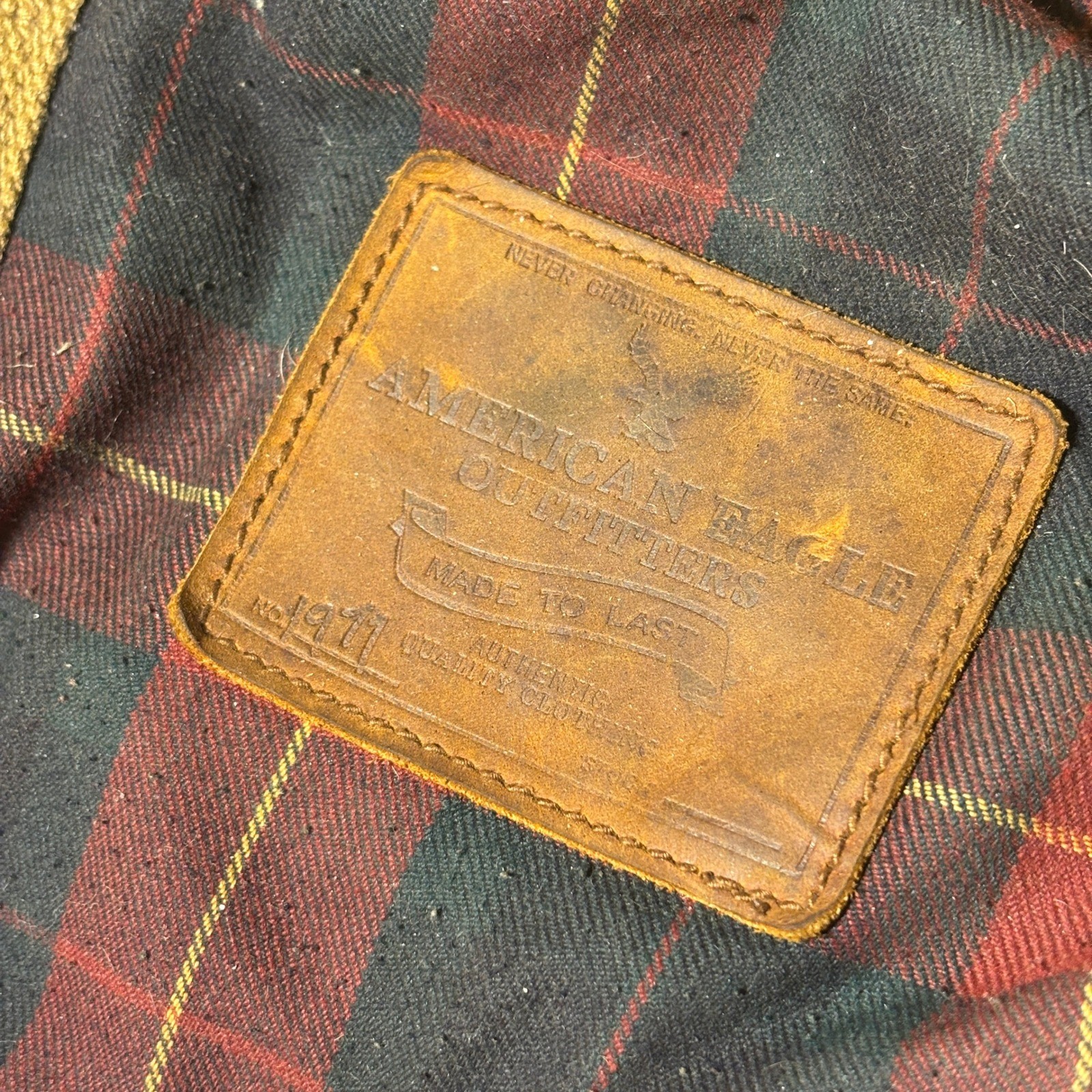 RARE Vtg Y2K American Eagle Duffle Bag Multicolor Plaid Canvas Carry On Weekend