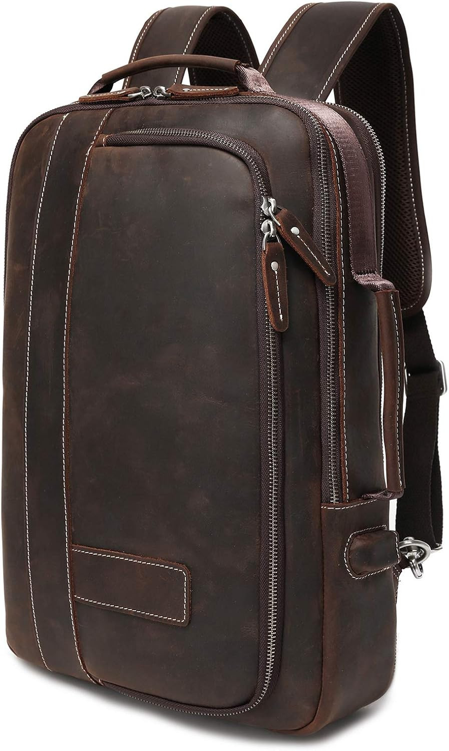 Stylish Men’s Full Grain Leather 15.6″ Laptop Backpack & Travel Tote