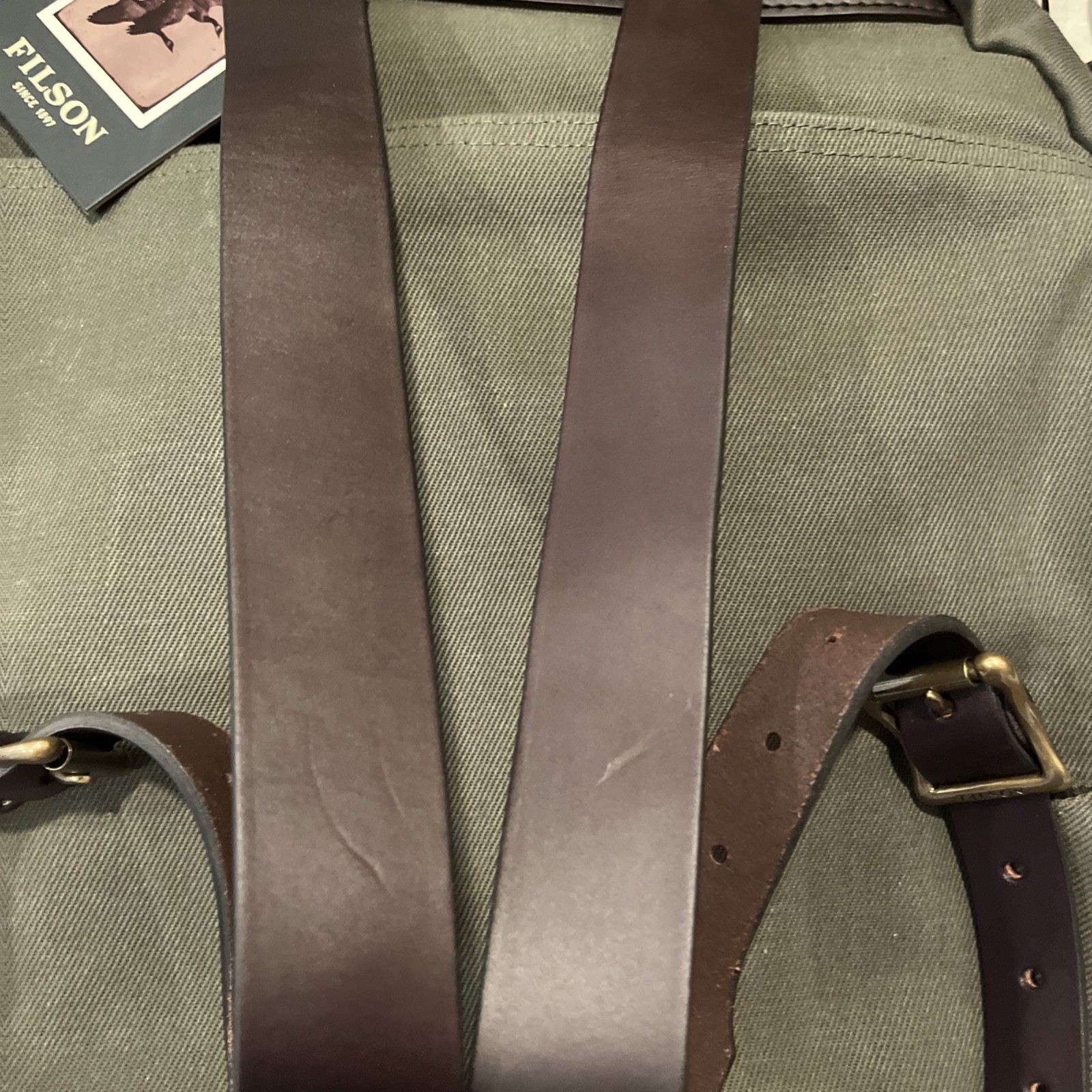 🔥 Filson USA NEW NWT Rugged Twill Large Rucksack 33L Otter Green Bridle Leather