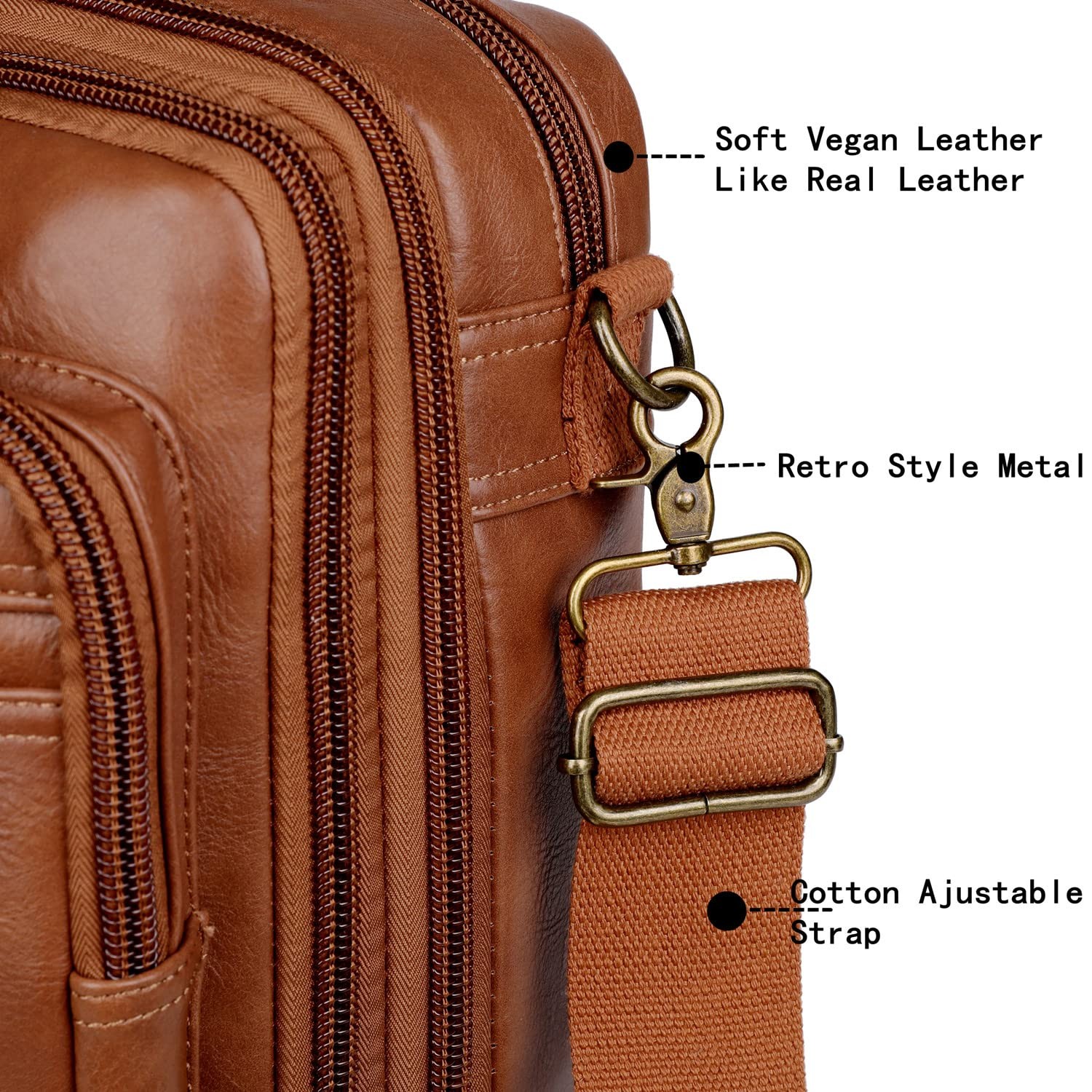 Vegan Leather 15.6 Laptop Backpack Briefcase Hybrid Travel Work Bag Brown