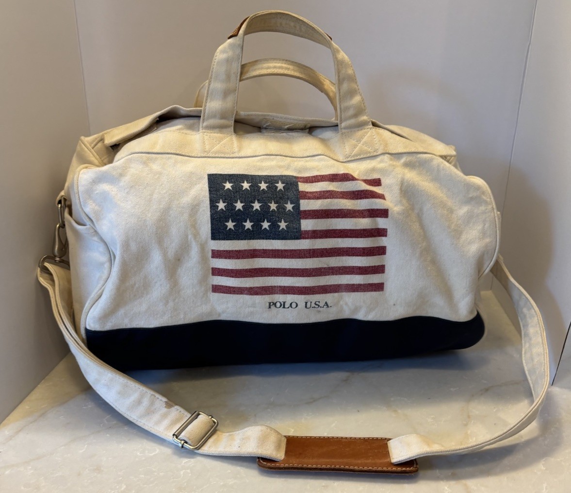 Vintage 1990’s Polo Ralph Lauren Canvas Boston Bag Flag USA