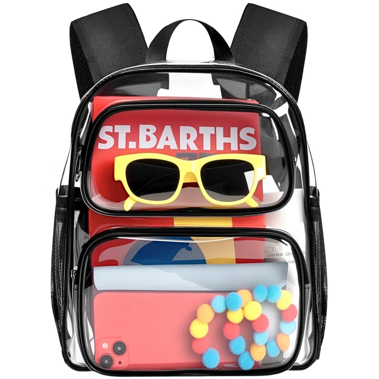 Clear Backpack Stadium Approved, 12x10x6 Inches Small Clear Bag with Padded S…