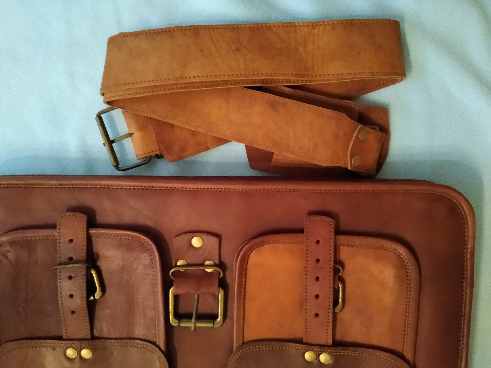 Leather Briefcase 18in x-Large Vintage Style  Bag for Laptop Cuero  Brown