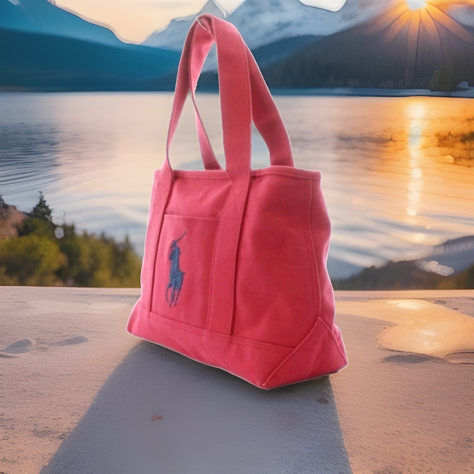 POLO RALPH LAUREN RED “BIG PONY” CANVAS TOTE. LIMITED EDITION! 18”x15”x6”
