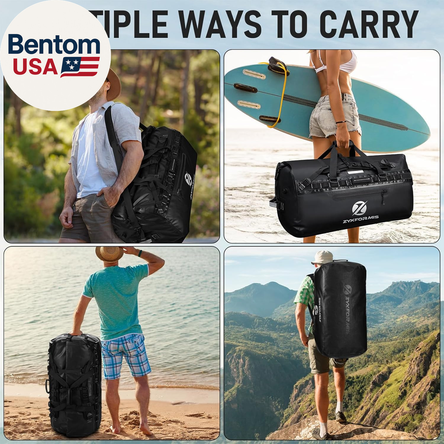Waterproof Duffle Bag, Large Marine Dry Bags, Heavy Duty Adventure Travel Bag fo