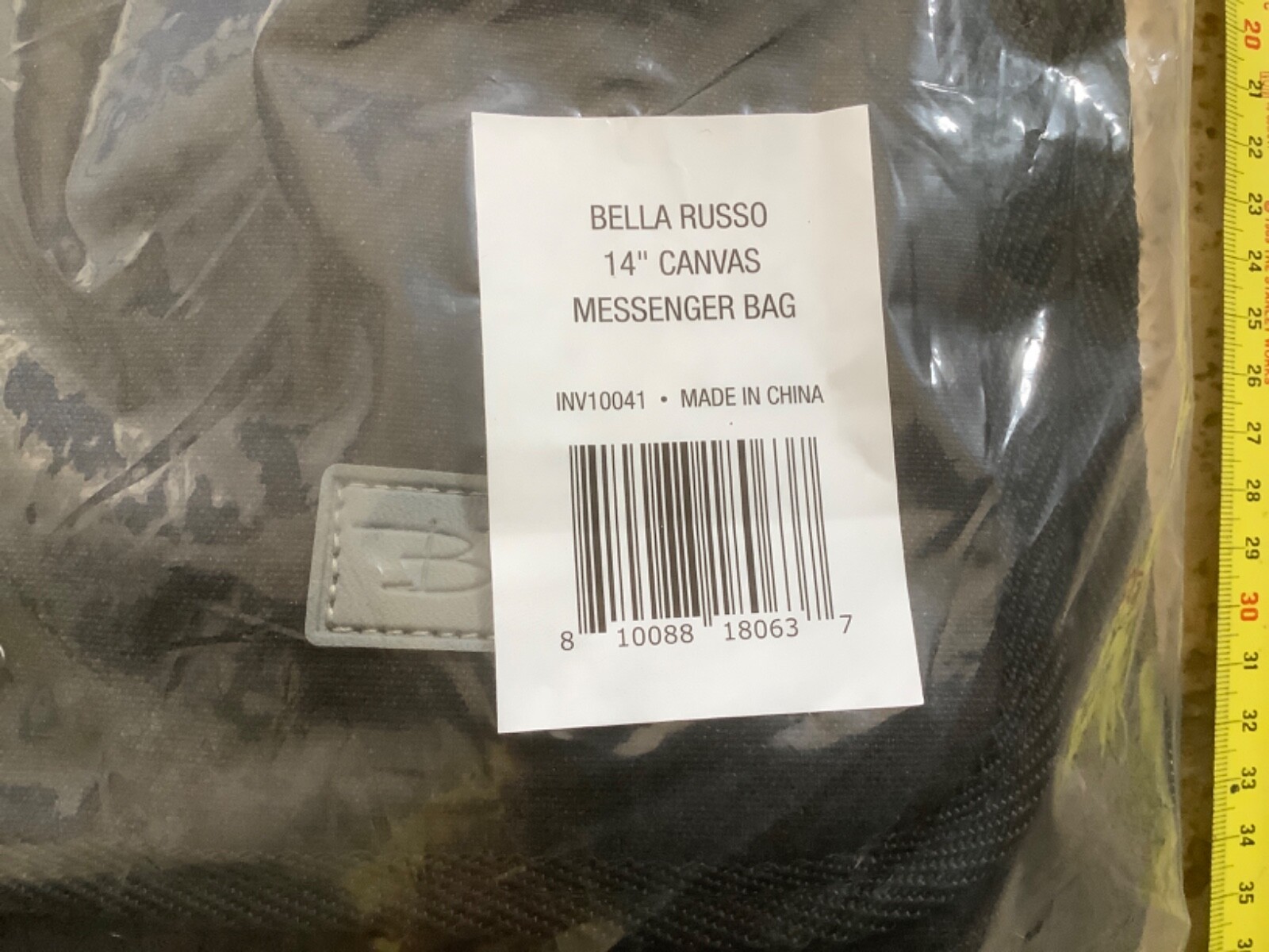 Bella Russo Messenger Travel Bag 14″ Black Canvas (New)