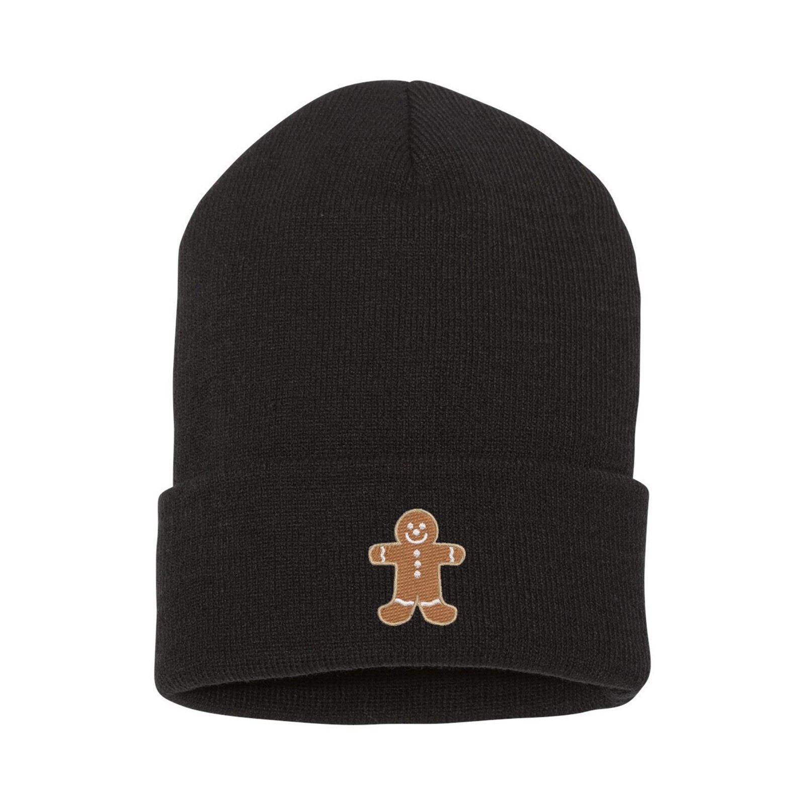 Gingerbread man embroidered beanie hat, custom embroidered winter beanie