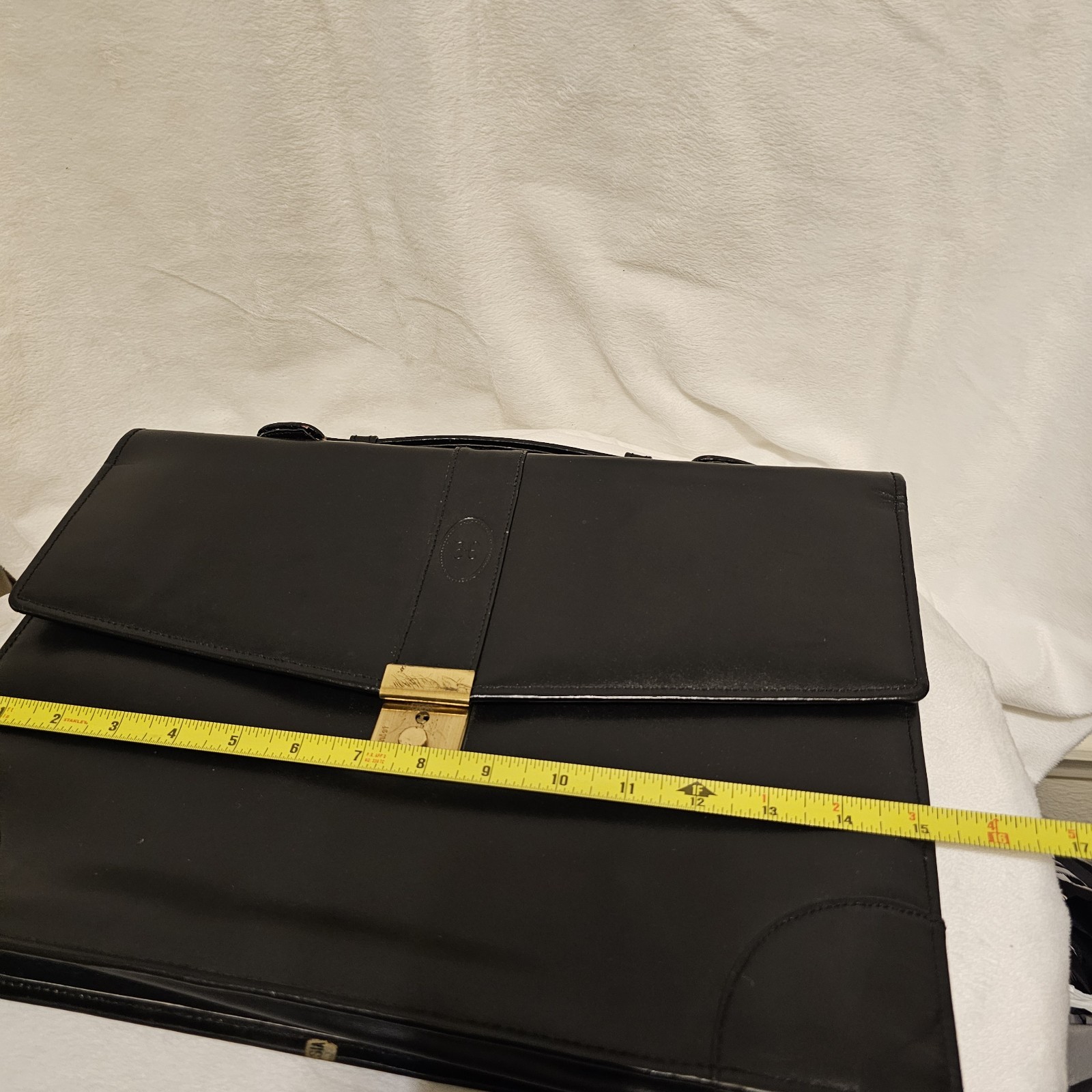 Vintage Hau’s Black Leather Attache Bag Briefcase 5 Pockets Key Incl 15.5x11in