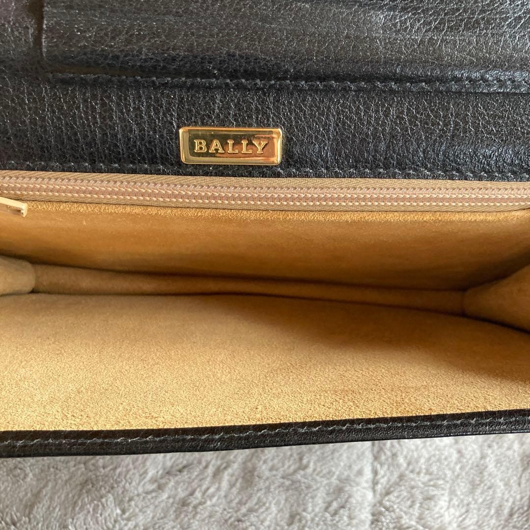 Authentic Bally Leather Clutch Bag 18cm x 25cm Classic Black 2WAY with Strap