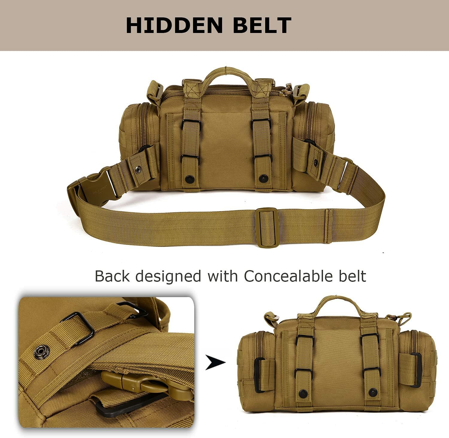 Outdoor Military Tactical Waist Pack Waterproof Camping Hiking Backpack Pouch US