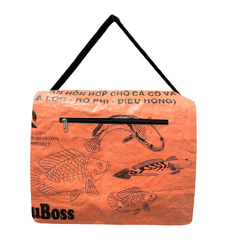 Fair Trade Cambodian Recycled Ex Large Messenger Bags made from Fish Feed Bags