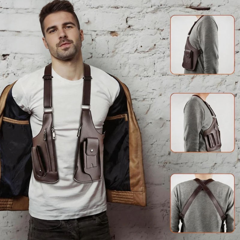 Adjustable Anti-Theft Underarm Shoulder Bag PU Leather Wallet Holster Bag US