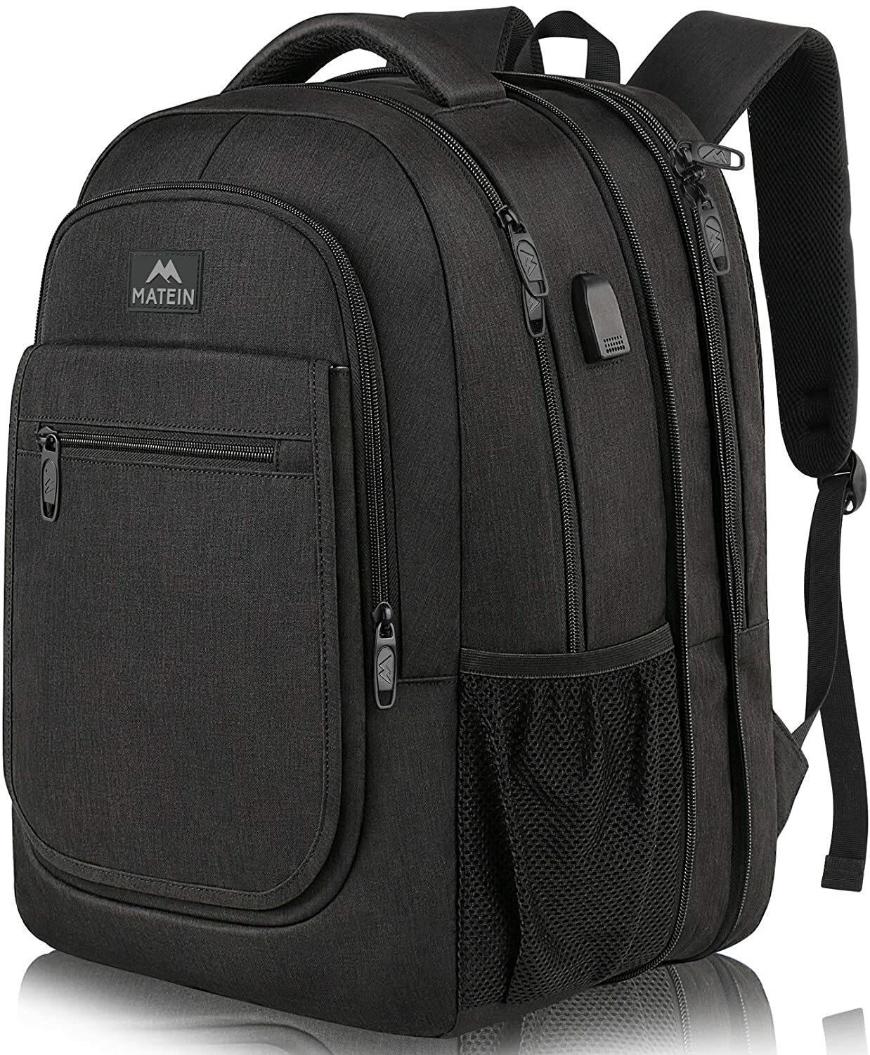 Expandable Bookbag 15.6 In Laptop School Boys Girls Backpack W/ USB Port, Black
