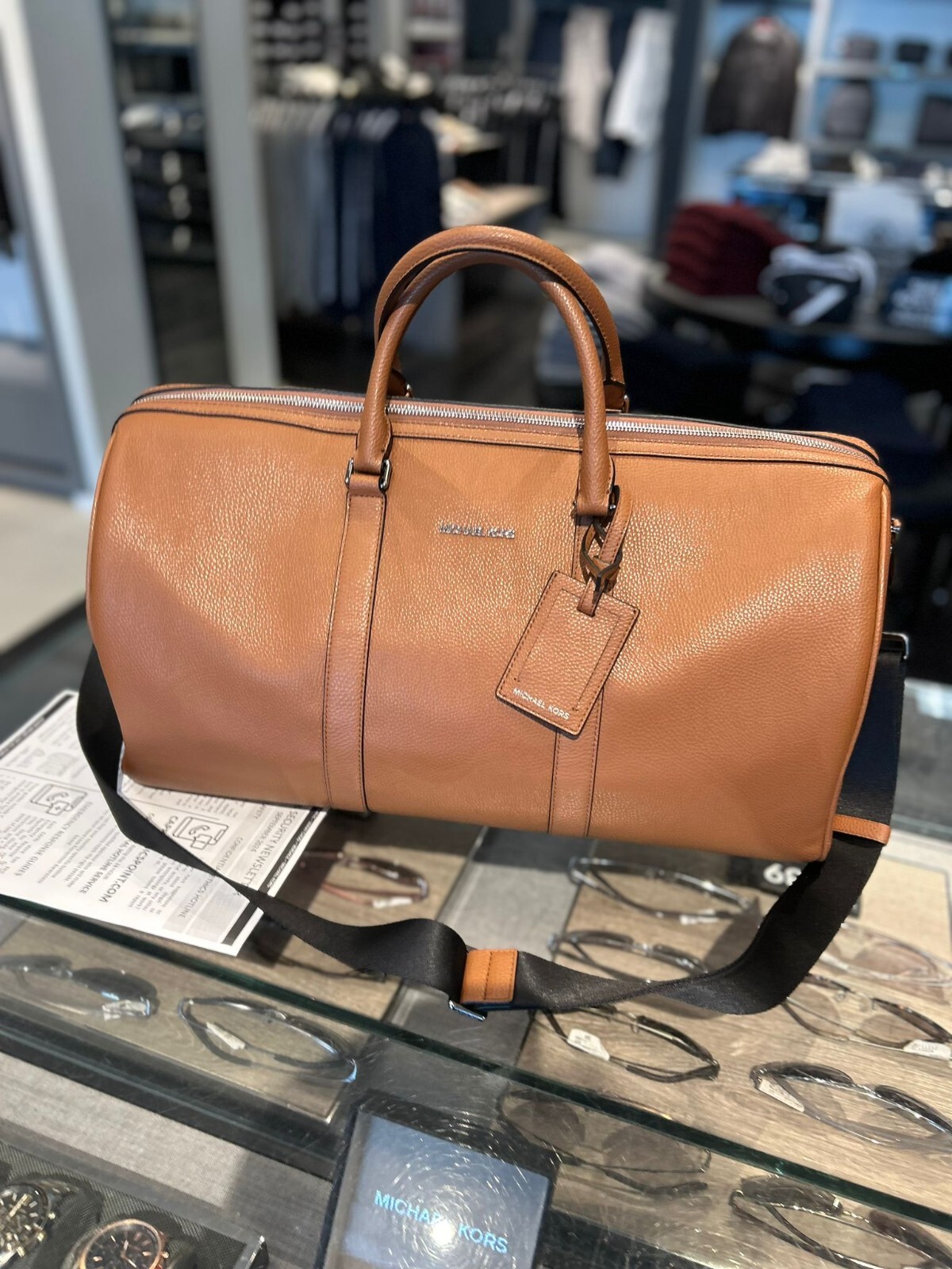 Michael Kors Cooper Men Duffle Luggage Brown Shoulder For Travel Getaway Trip MK