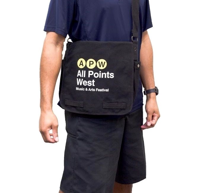 All Points West Festival Shoulder Messenger Bag Large Black Pockets Coldplay