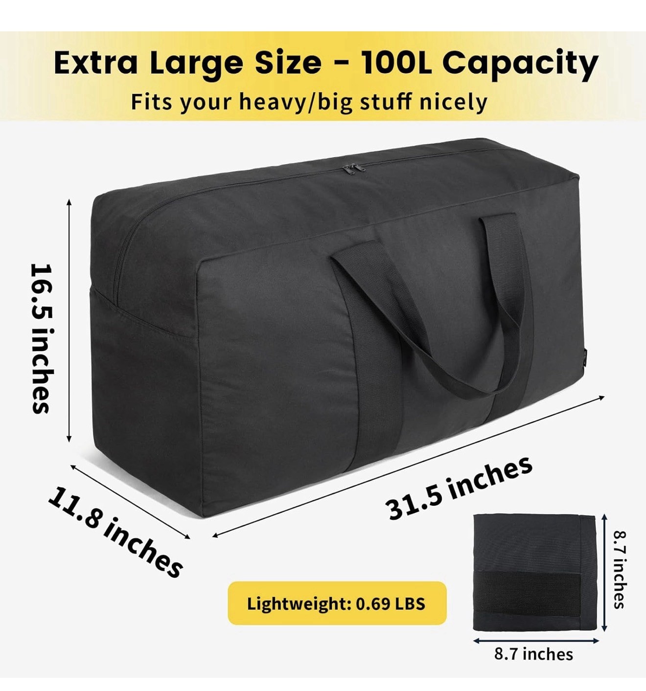 Vorspack Extra Large Duffle Bag for Travel – 100L Duffel Bag