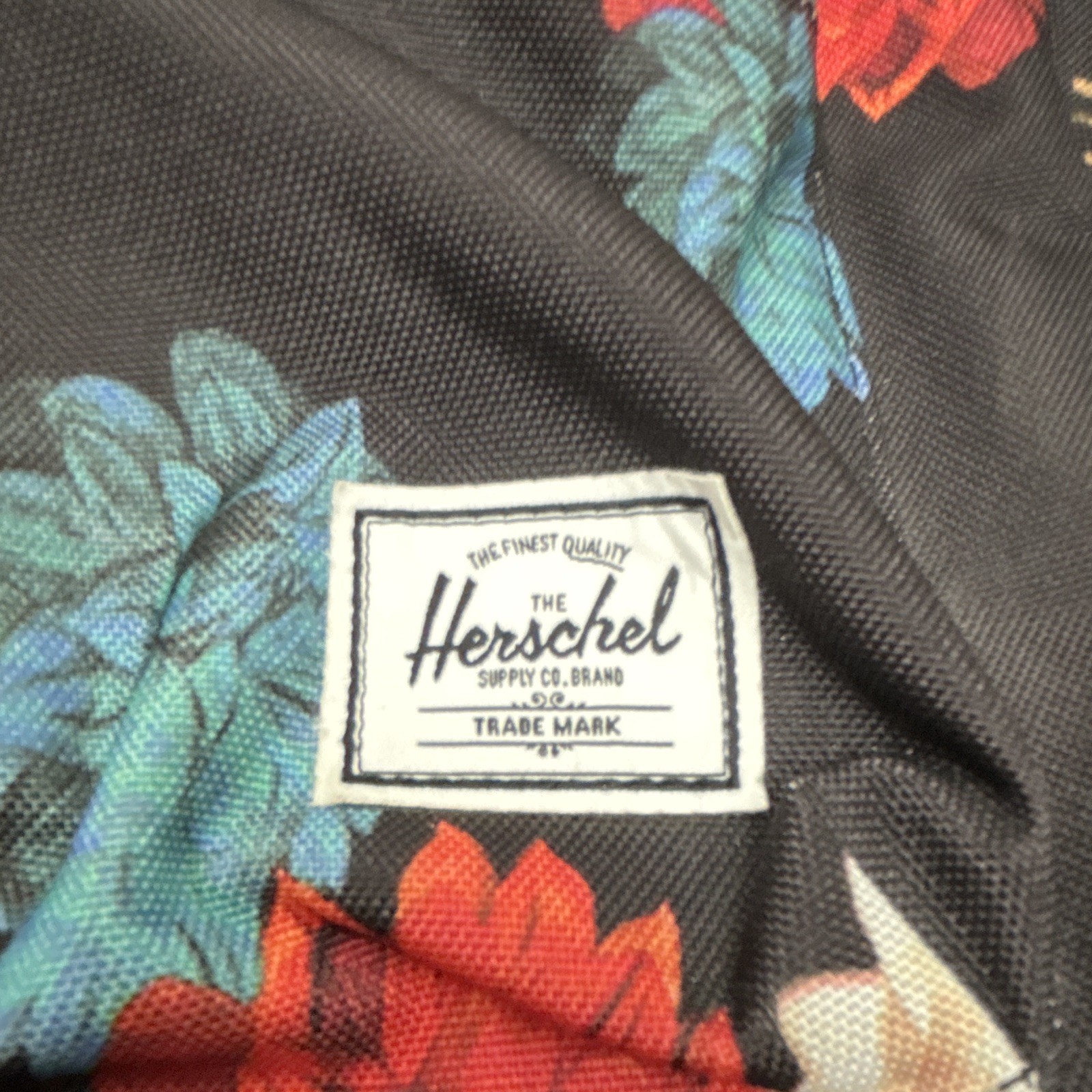 Herschel Supply Co Black Red/White/Blue Floral Backpack Pre-Owned