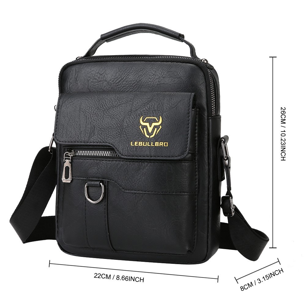 LEBULLBRO Men Leather Shoulder Bag Handbag Crossbody Bag Briefcase Messenger Bag