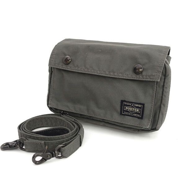 PORTER Smoky Gray Flap Shoulder Bag Canvas Men Vintage Authentic Made in JAPAN