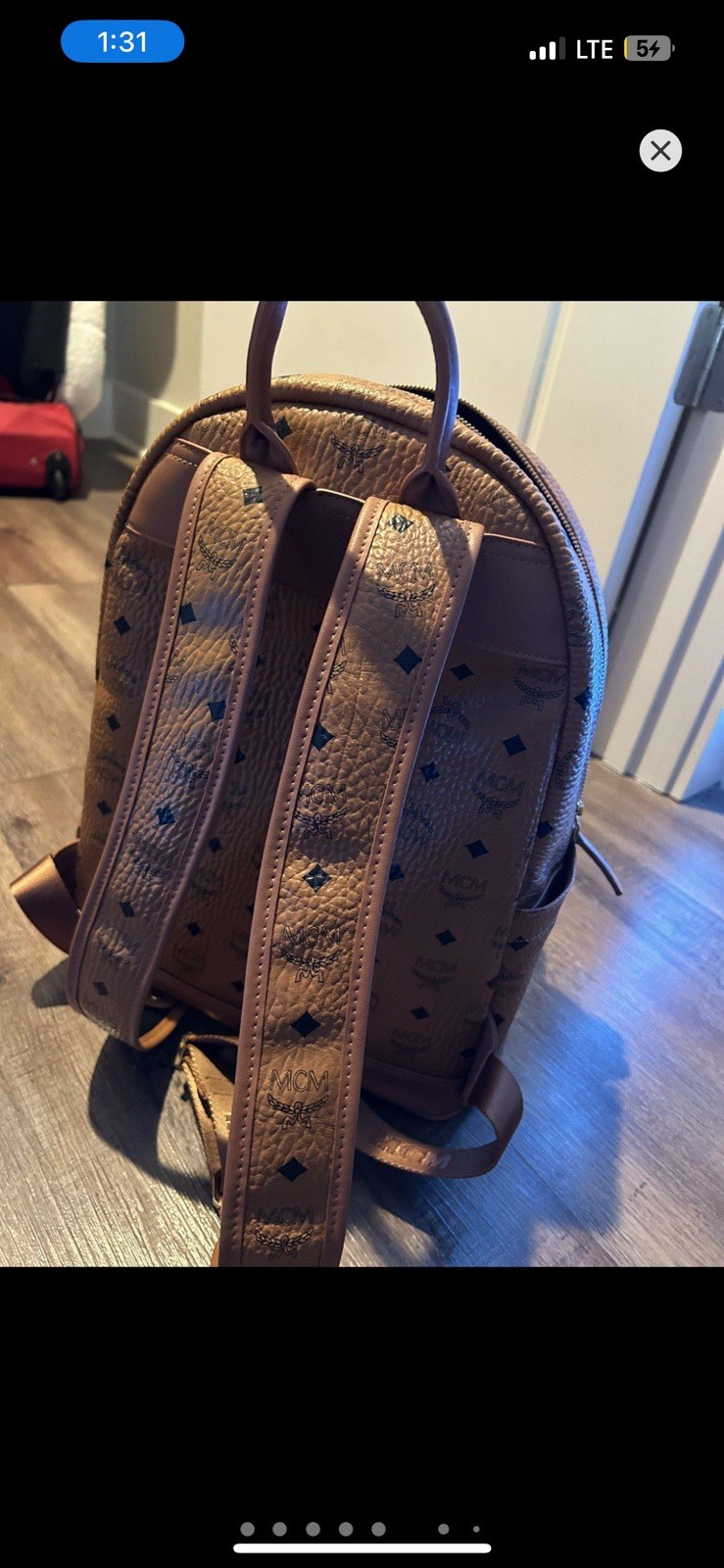 Cognac Brown Leather Bag MCM Size Large No Studs Brand New