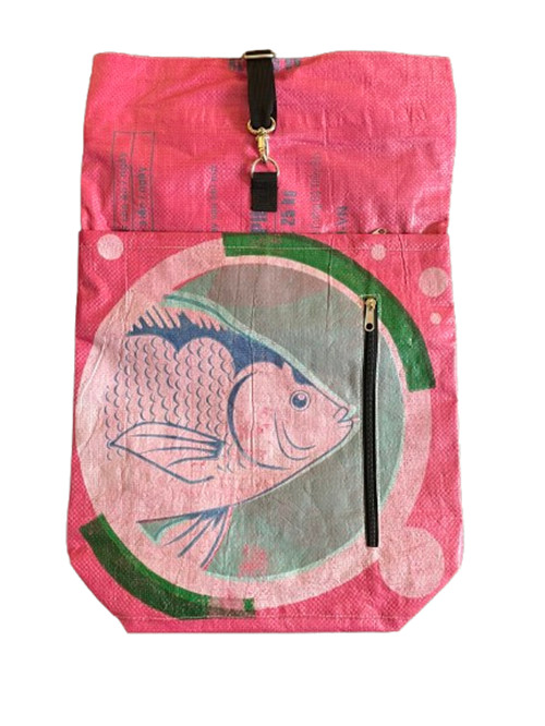Fair Trade Recycled Fish Feed Duffle Backpack