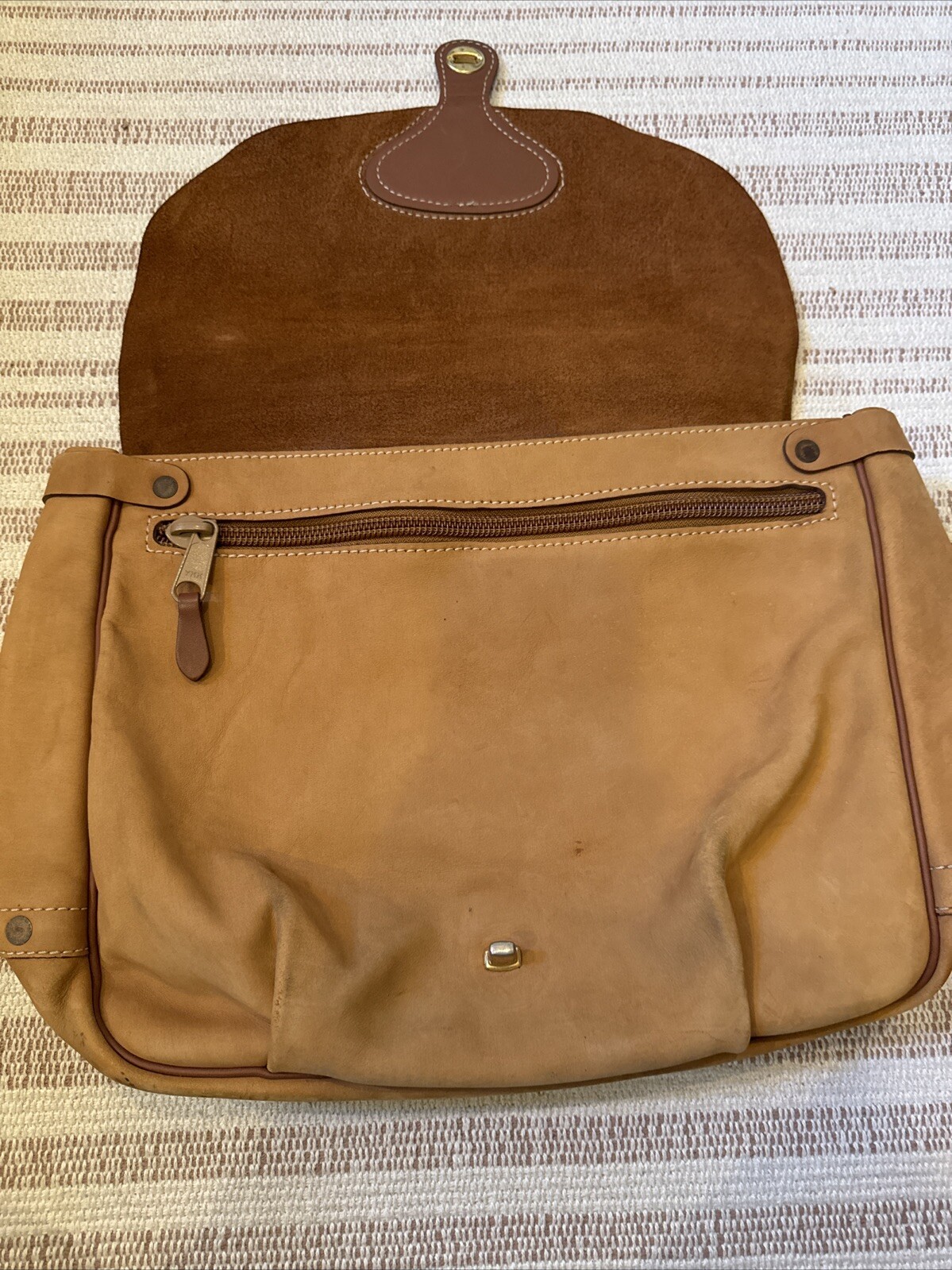 McGuire Nicholas Two Tone Leather Messenger Bag VGUC