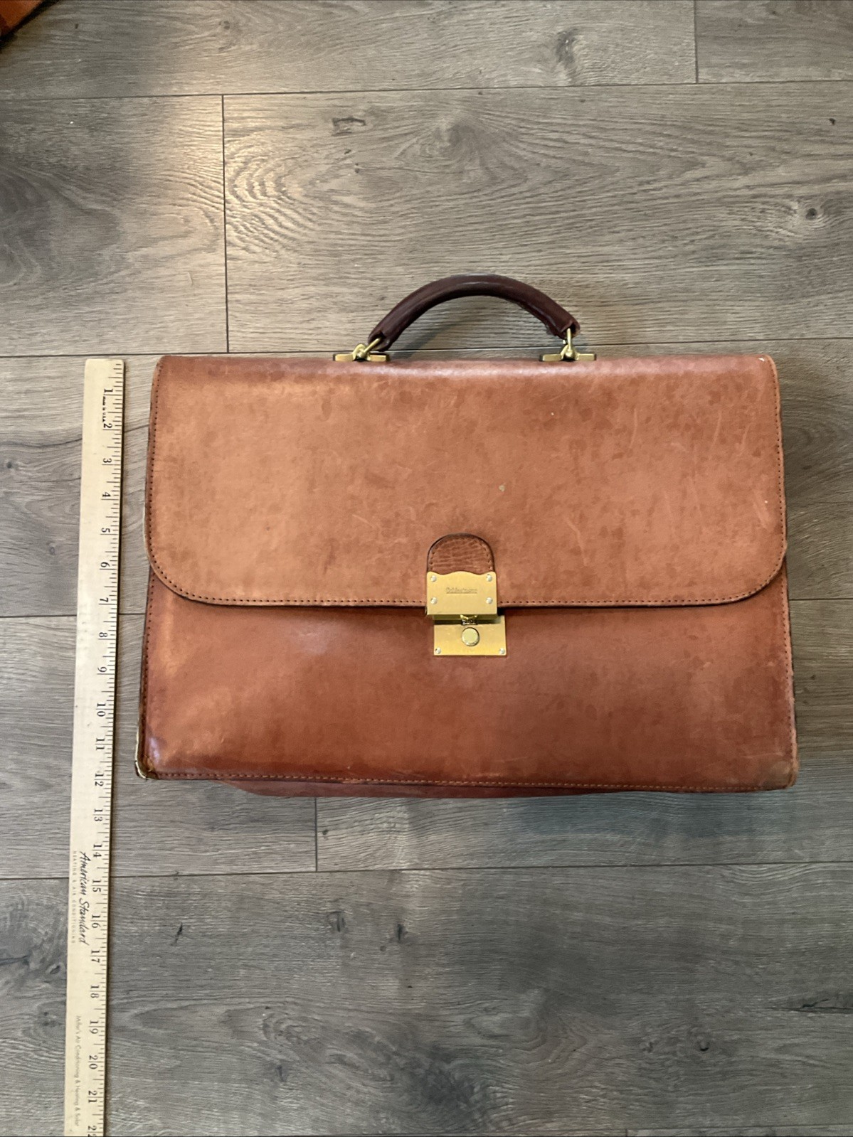 Schlesinger Brown Leather Briefcase With Combination Lock Vintage