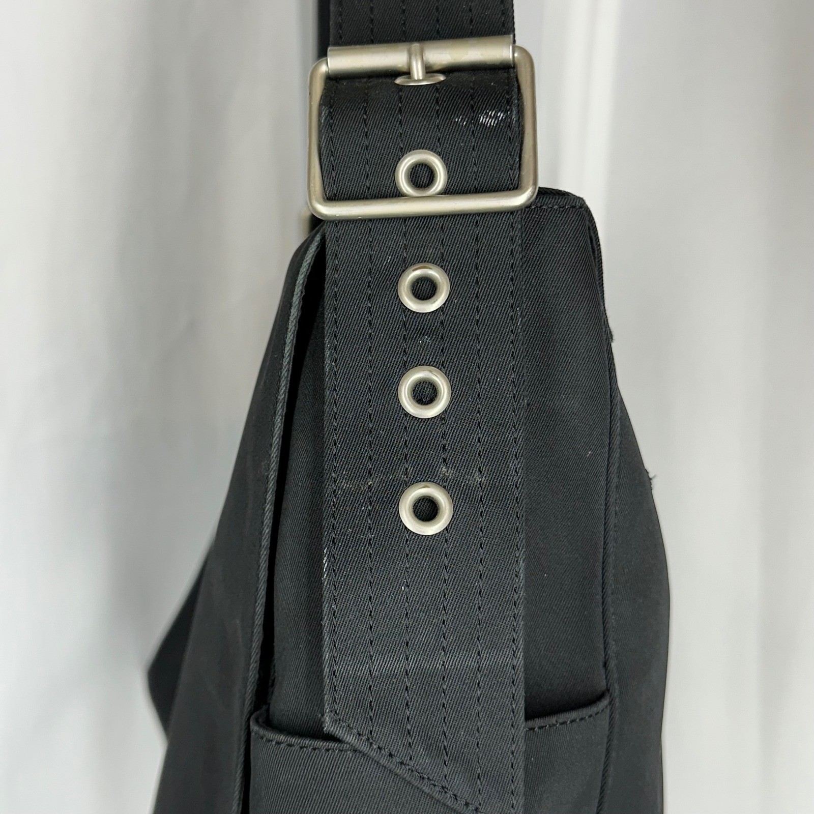 GAP Black Messenger Shoulder Bag Adjustable Strap Flap Nylon Lined