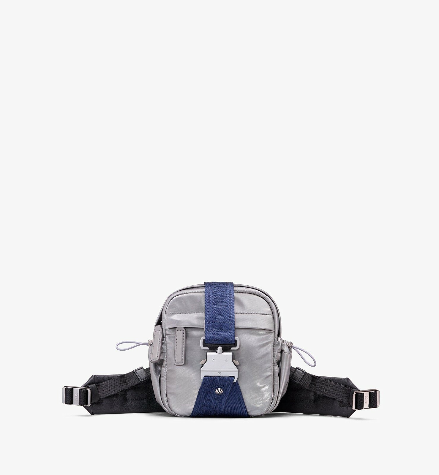 $525 New MCM Unisex Silver Nylon Jemison Crossbody 2 in 1 Bag MUR9AJV03TV001
