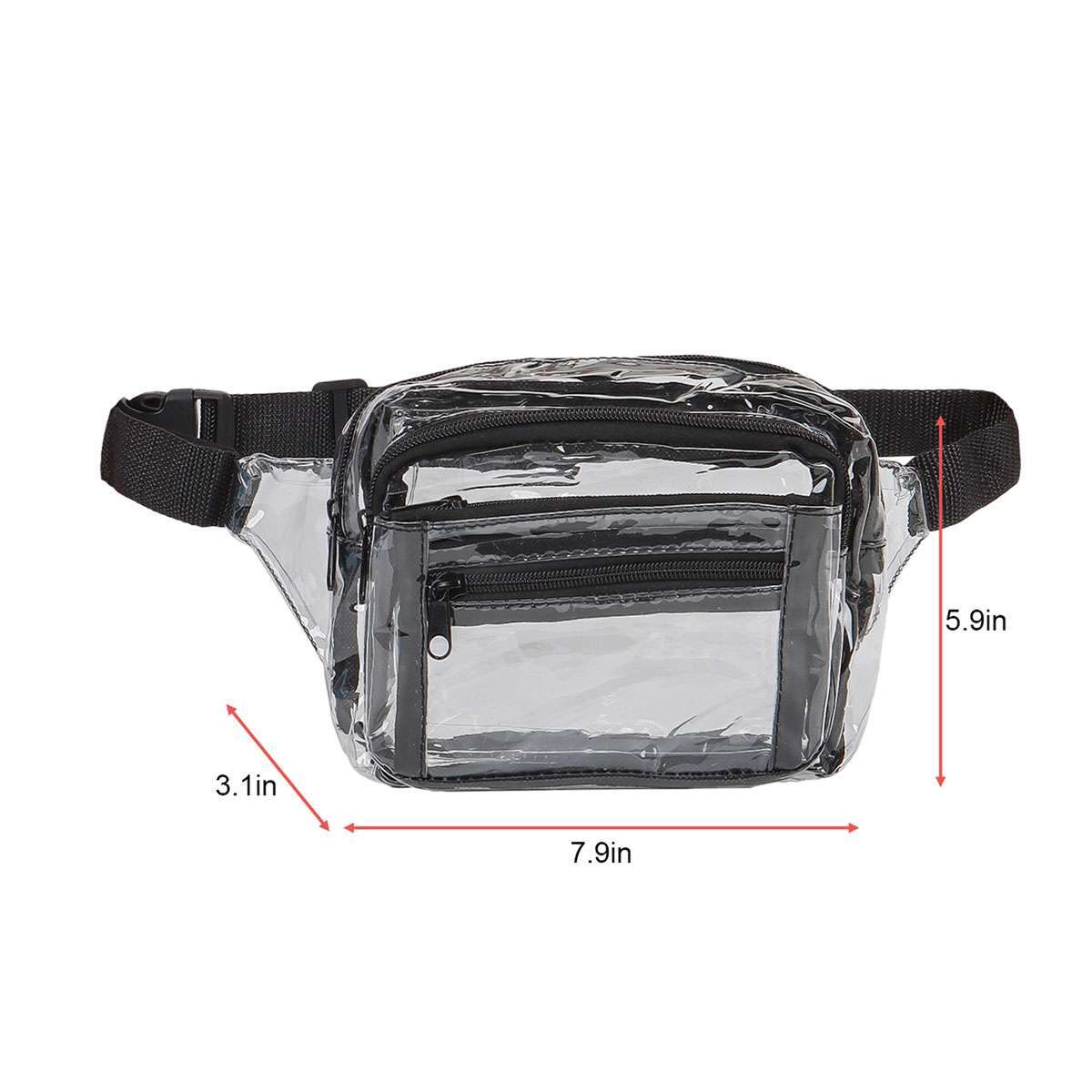 Clear Zip Waist Bag Transparent Stadium Shoulder Crossbody Adjustable Sling Bag