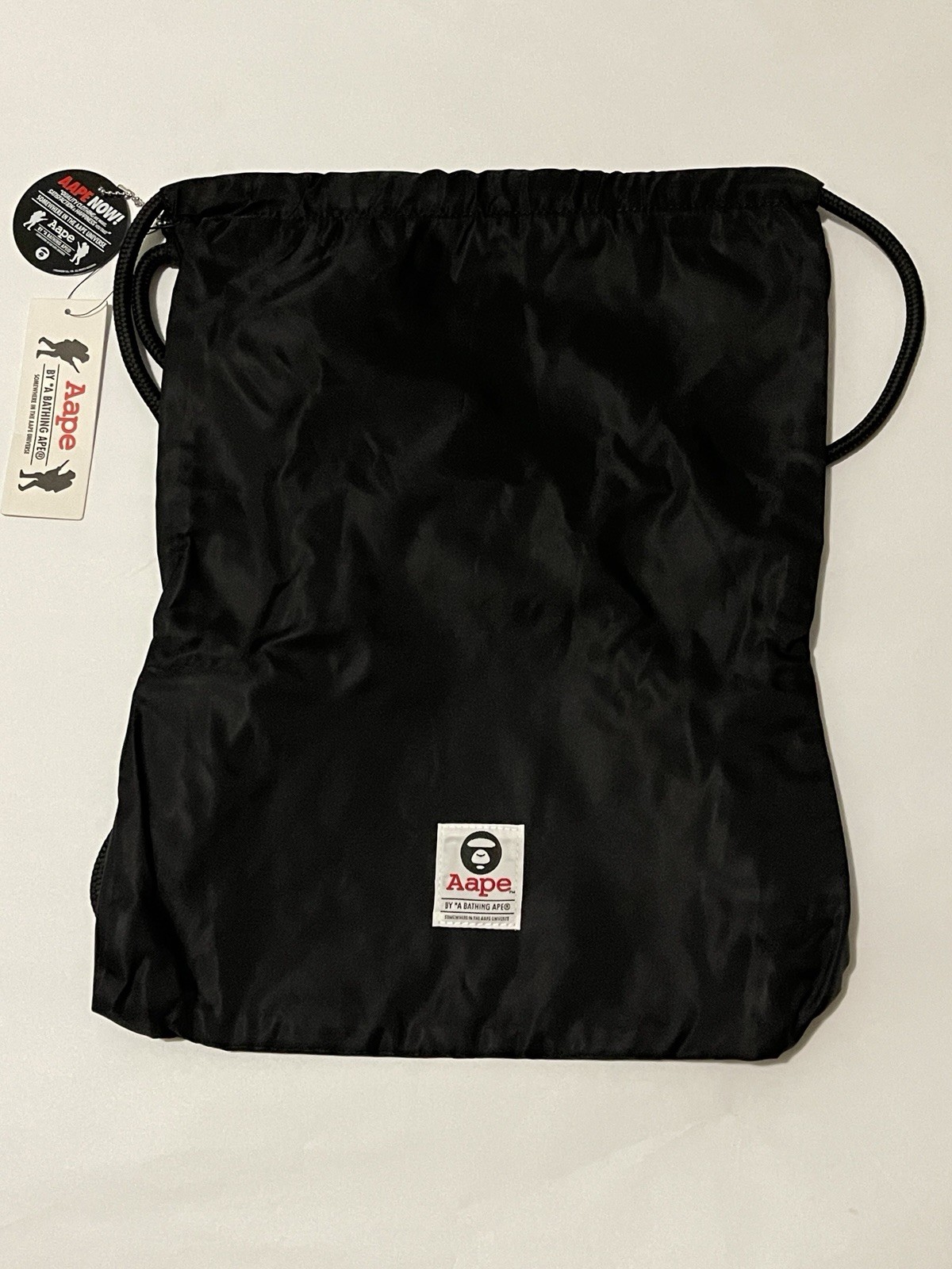 Aape By A Bathing Ape Drawstring Bag Black 17″ x 12.5″ NEW! BAPE