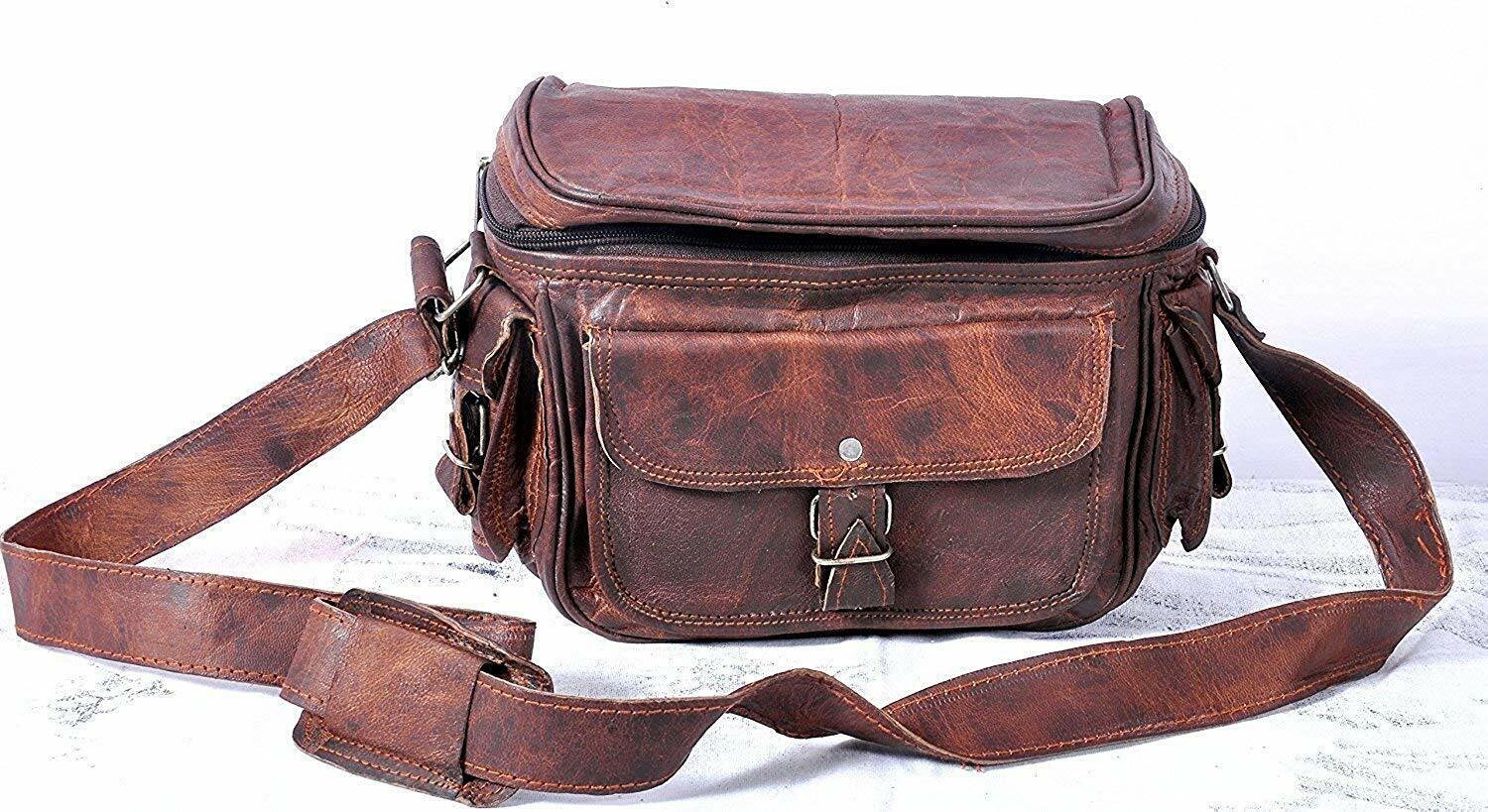 11″ Leather DSLR Camera Messenger Handbag Crossbody Sony Canon Nikon SLR Bag
