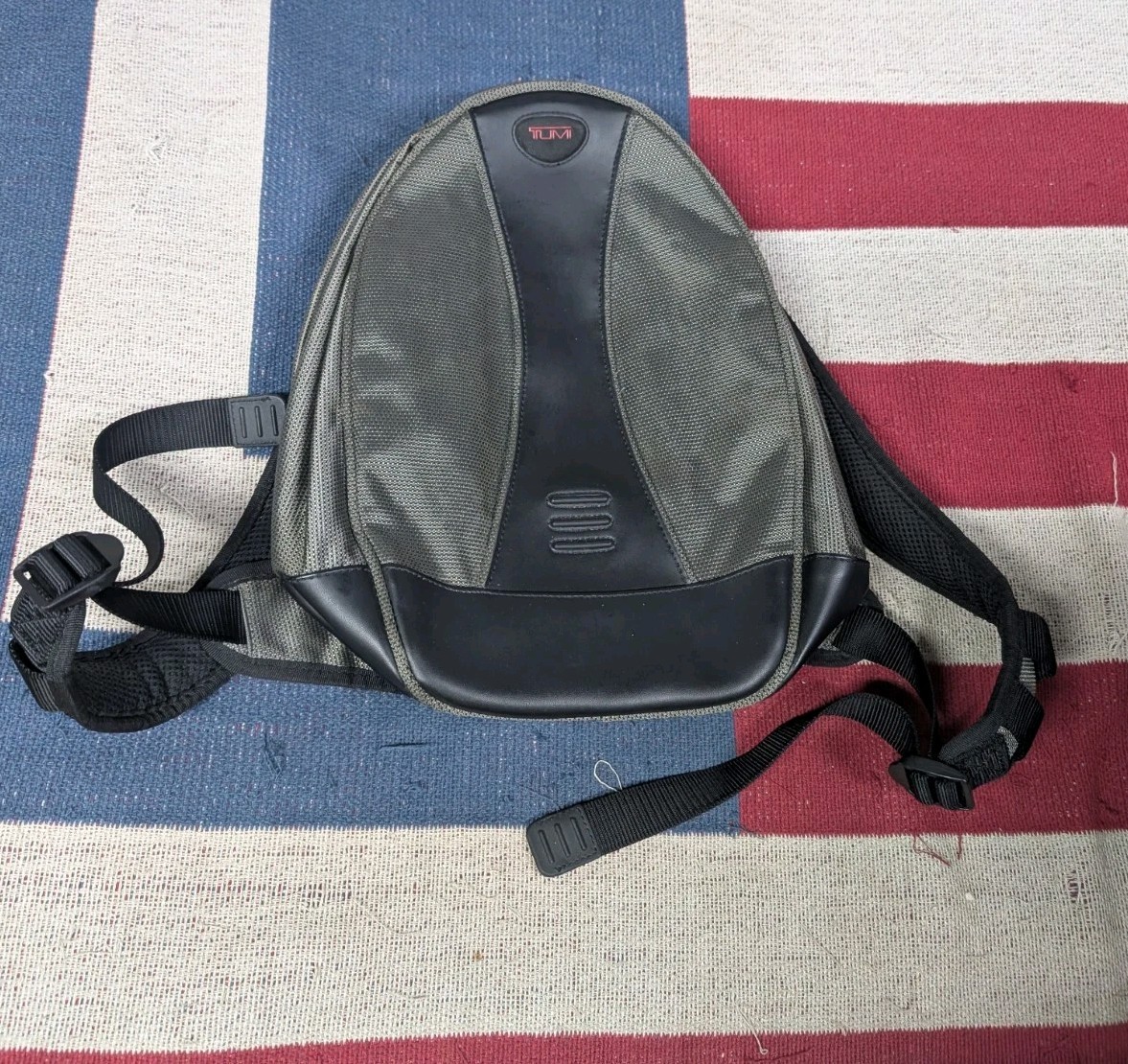 Tumi T2 Tech Backpack 513G Gray Ballistic Nylon & Leather Laptop Bag