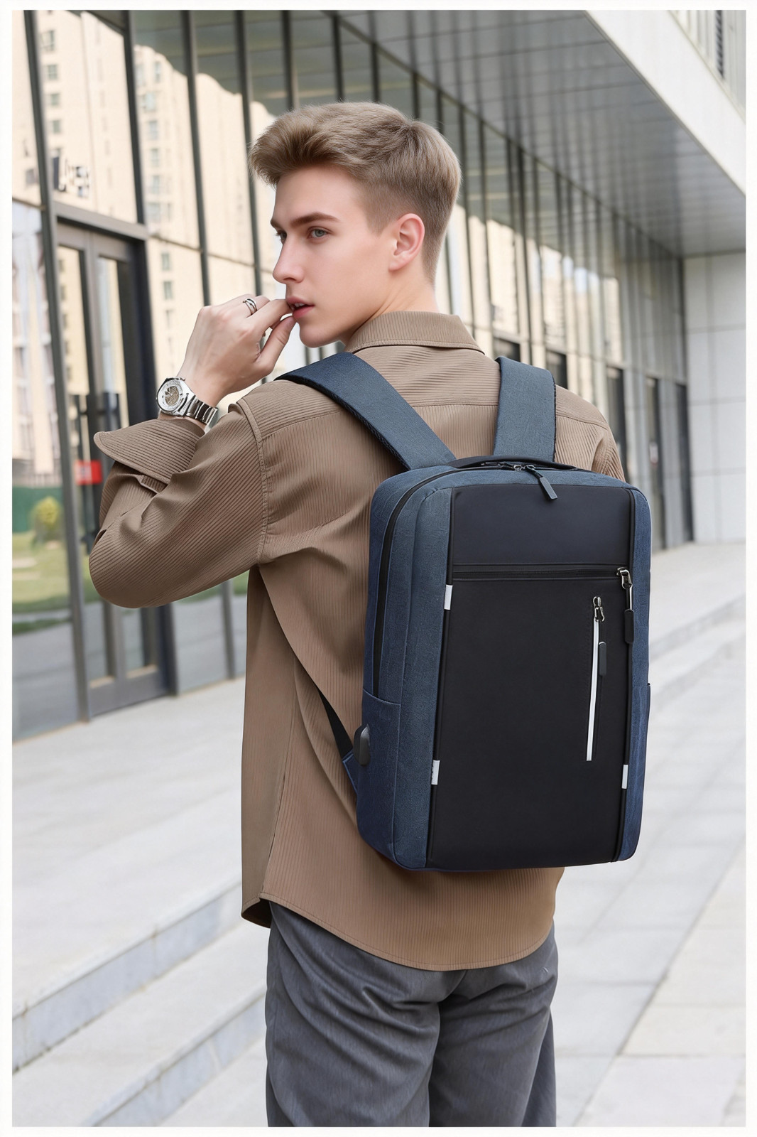 New Black Business Laptop Waterproof Backpack Set Travel College School Bag