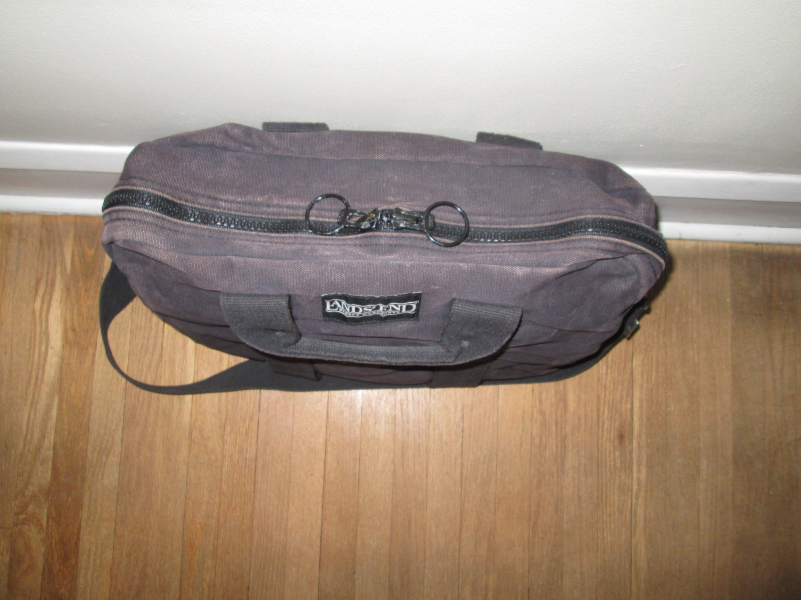 Vintage LANDS END Black Canvas Zip-Around Laptop Brief Bag Crossbody *USA
