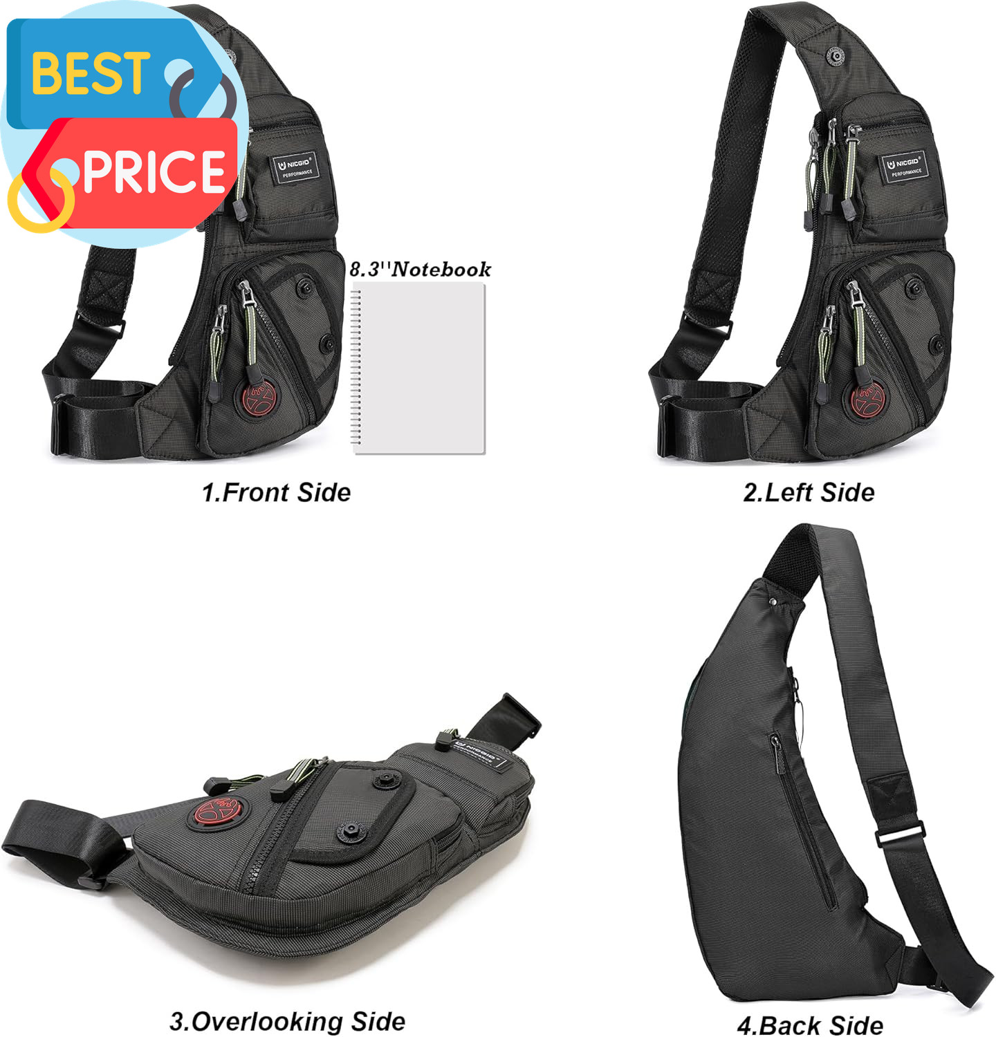 Sling Bag Chest Shoulder Backpack Crossbody Bags Casual Daypack for Men Women